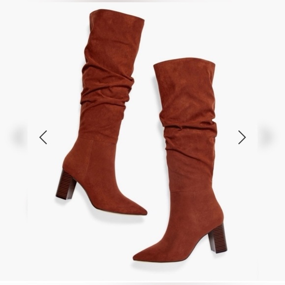 Just Fab~ Fiona Slouched Heeled Boot Luggage casual classic comfy 7 NIB - Picture 3 of 8